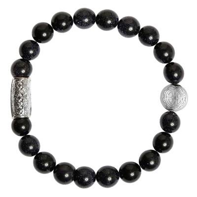 Blue Sand Stone Buddha Bracelet, Length 18.50 cm to 20.50 cm - Lauren Steven