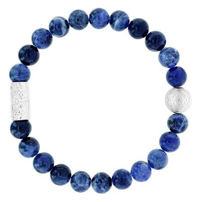 African Sodalite & Silver Buddha Bracelet - Lauren Steven