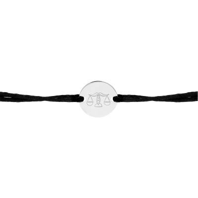 Bracelet Cordon Médaille Zodiaque Balance Enfantin en Argent 925, Longueur Ajustable - Lumiosa