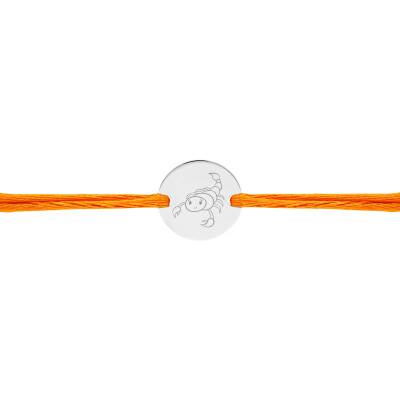Children's 925 Silver Zodiac Scorpio Medal Cord Bracelet, Adjustable Length - Lumiosa