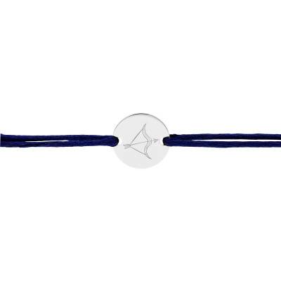 Bracelet Cordon Médaille Zodiaque Sagittaire Enfantin en Argent 925, Longueur Ajustable - Lumiosa