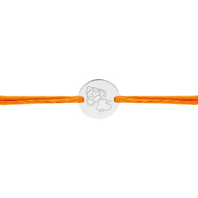 Children's 925 Silver Aquarius Zodiac Cord Bracelet with Medal, Adjustable Length - Lumiosa