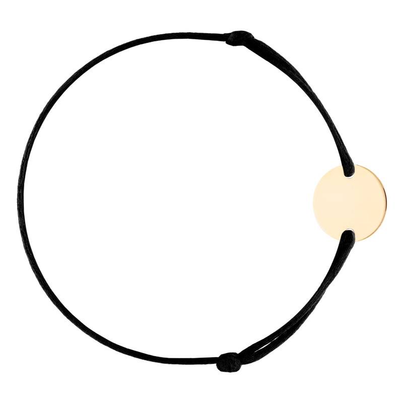 Customizable Yellow Gold-Plated Cord Bracelet with Medal, Adjustable Length - Lumiosa