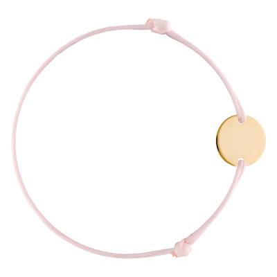 Bracelet Cordon Médaille Personnalisable Plaqué Or Jaune, Longueur Ajustable - Lumiosa