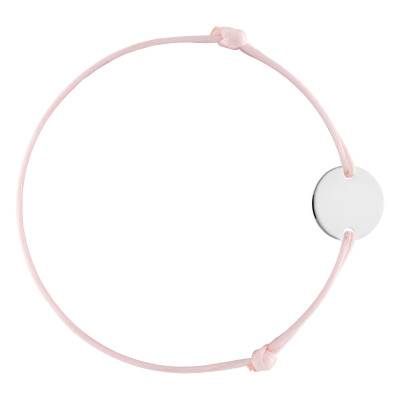 925 Silver customizable Cord Bracelet With Medal, Adjustable Length - Lumiosa