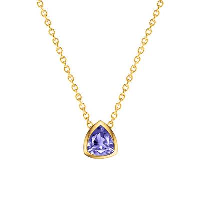 Blue Triangle Tanzanite 750 Yellow Gold Necklace, 38 cm to 45 cm Length - Ocarat