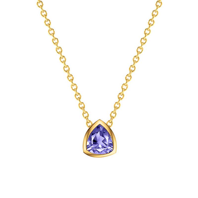 Blue Triangle Tanzanite 750 Yellow Gold Necklace, 38 cm to 45 cm Length - Ocarat