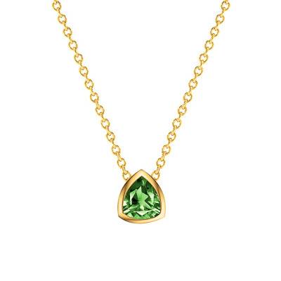 Collier Tourmaline Verte Triangle en Or Jaune 750, Longueur 38 cm à 45 cm - Ocarat