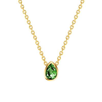 Yellow 750/1000 Gold & Green Tourmaline Pear Necklace, 38 cm to 45 cm - Ocarat