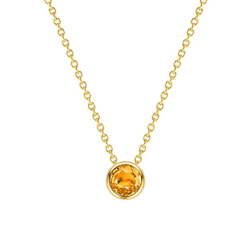 Round 18K Yellow Gold & Citrine Necklace, Length 38 cm to 45 cm - Ocarat