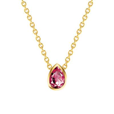 750 Yellow Gold & Rhodolite Pear Necklace, Length 38 cm to 45 cm - Ocarat