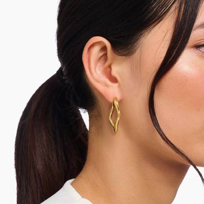 Yellow Gold-Plated Natural Beauty Large Organic Shapes Hoop Earrings - CR755-413-39 - Thomas Sabo