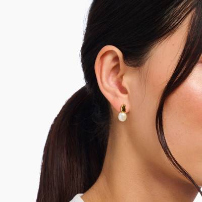 Yellow Gold Plated Natural Beauty Drop Earrings & Freshwater Pearls - H2320-430-14 - Thomas Sabo
