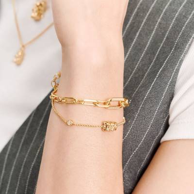 Haribo Goldbear Yellow Gold-Plated & Zirconium Oxide Bracelet, Length 16 cm to 19 cm - A2203-414-39 - Thomas Sabo