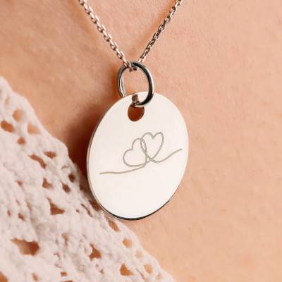 Heart Line 925 Silver Medallion, 19 mm Diameter - Lumiosa