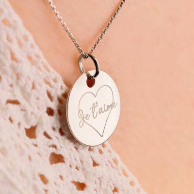 Médaille Je t'aime en Argent 925, Diamètre 19 mm - Lumiosa