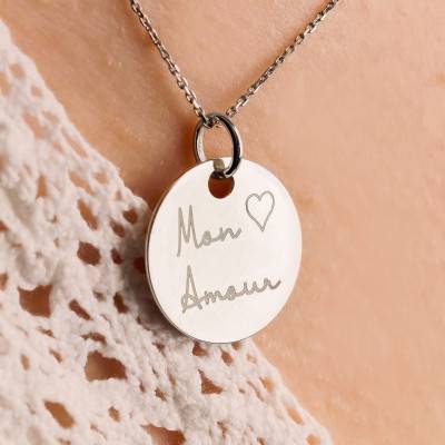 Médaille Mon Amour en Argent 925, Diamètre 19 mm - Lumiosa
