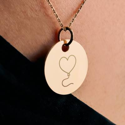 Médaille Ballon Coeur en Plaqué Or Jaune, Diamètre 19 mm - Lumiosa