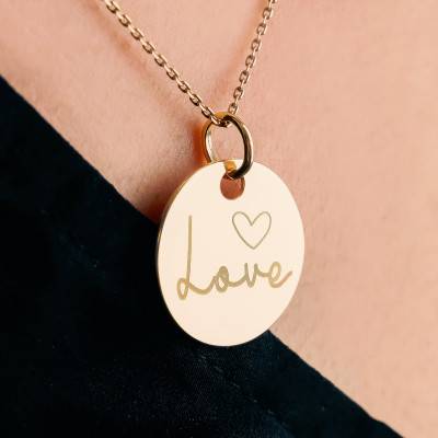 Médaille Love en Plaqué Or Jaune, Diamètre 19 mm - Lumiosa