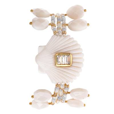 Shelley Gold Multi-Link Pearl & Resin Bracelet, 15.5 cm to 20.5 cm - Hipanema