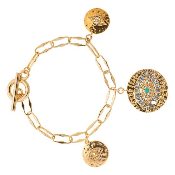 Bracelet jonc crocheté Népalais bleu ciel blanc et doré 65mm