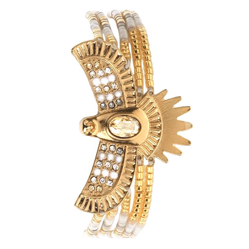 Juiz White Gold & Bead Bracelet, Length 15.5 cm to 18.5 cm - Hipanema