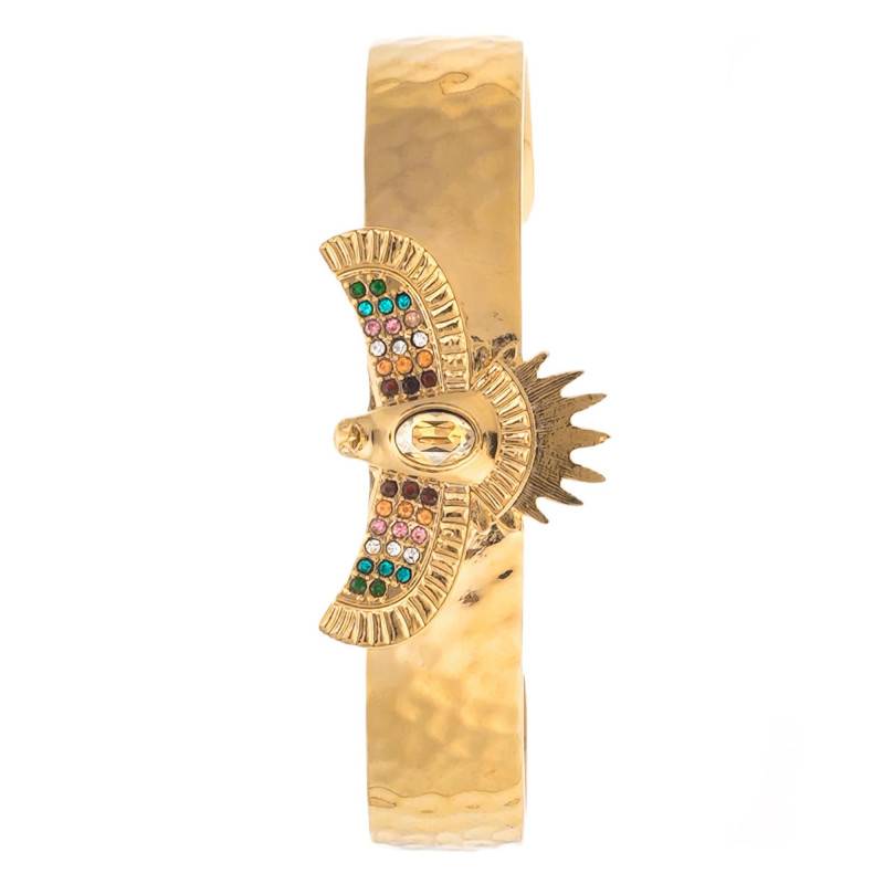 Golden Serra & Multicolor Crystal Adjustable Bracelet - Hipanema