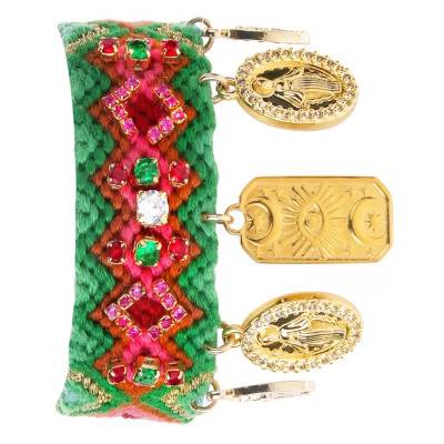 Cruzes Green Gold & Stone Bracelet, Length 17.5 cm - Hipanema