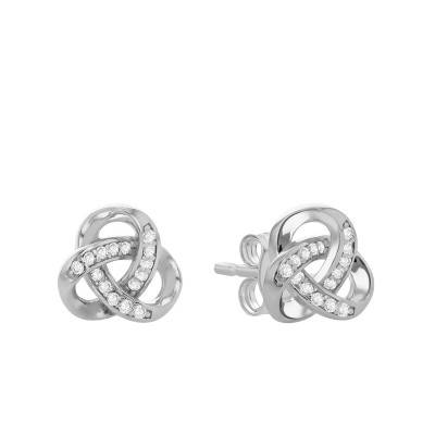 925 Sterling Silver Trinity Knot Stud Earrings with Cubic Zirconia - Emanessence