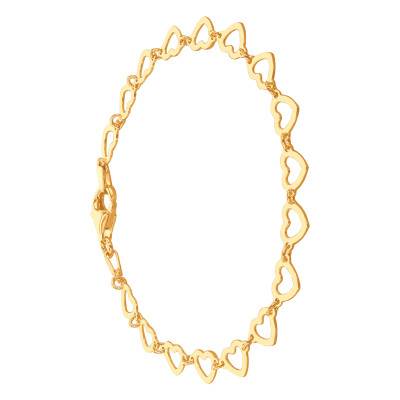 925 Silver Yellow Gold-Plated Open-Work Hearts Bracelet, Length 18 cm - Emanessence