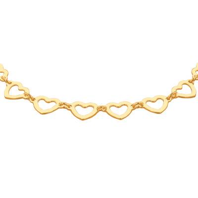 925 Silver Yellow Gold-Plated Open-Work Hearts Bracelet, Length 18 cm - Emanessence