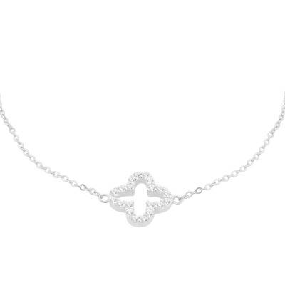 375/1000 White Gold Petal & Cubic Zirconia Bracelet, 18 cm to 19 cm - Emanessence