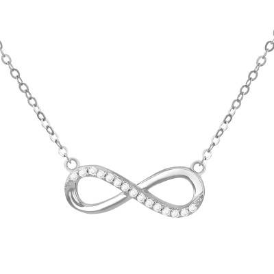 Collier Infini & Zircones en Or Blanc 375, Longueur 43 à 46 cm - Emanessence