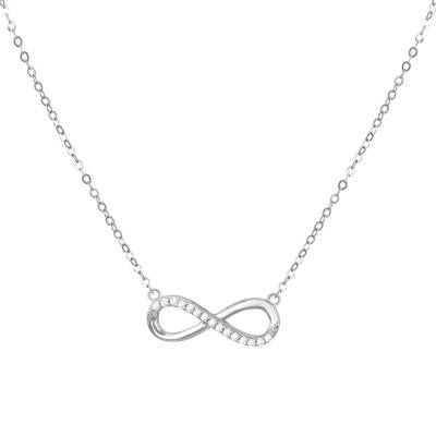 Collier Infini & Zircones en Or Blanc 375, Longueur 43 à 46 cm - Emanessence
