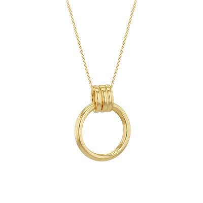 375/1000 Yellow Gold Round & Triple Circle Pendant - Emanessence