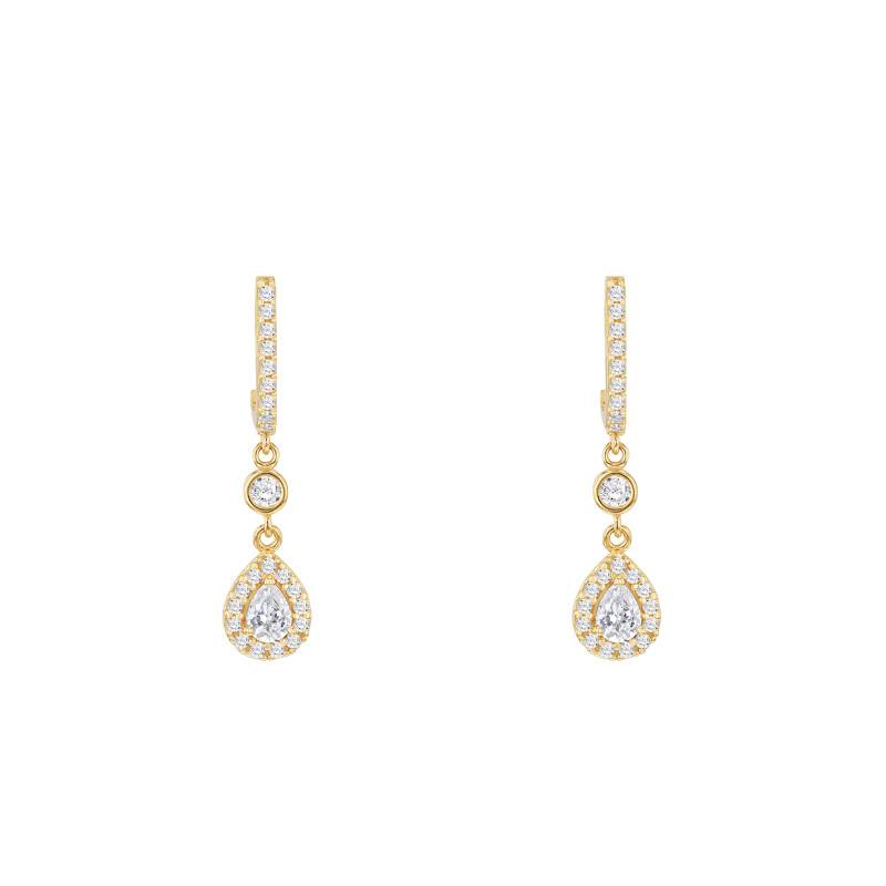 Yellow Gold 375/1000 & Cubic Zirconia Drop Earrings - Emanessence