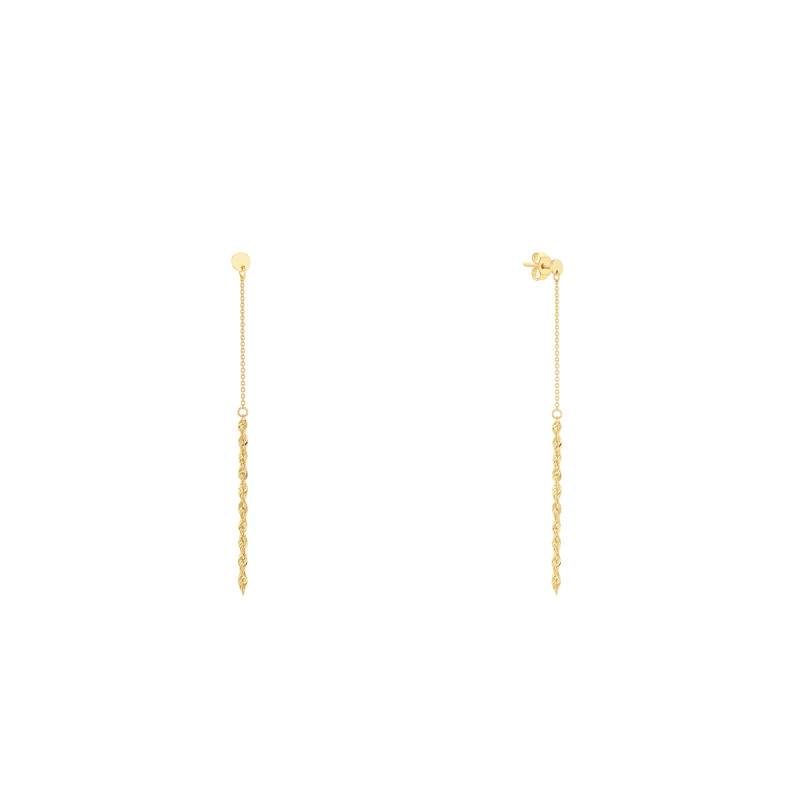 Yellow Gold 375/1000 Chain Drop Earrings - Emanessence