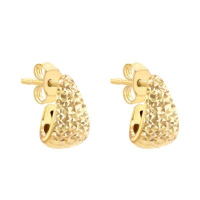 Yellow Gold 375/1000 Diamond-Cut Drop Earrings - Emanessence