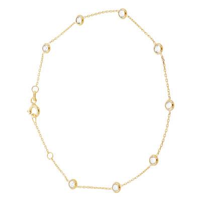 Bracelet à Zircones Rondes en Or Jaune 375, Longueur 18 à 19 cm - Emanessence