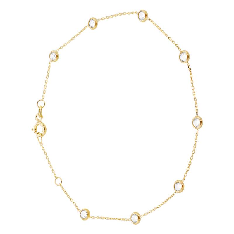 375/1000 Yellow Gold & Round Cubic Zirconia Bracelet, Length 18 cm to 19 cm - Emanessence