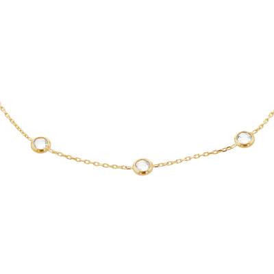 375/1000 Yellow Gold & Round Cubic Zirconia Bracelet, Length 18 cm to 19 cm - Emanessence