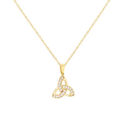 375/1000 Yellow Gold & Cubic Zirconia Celtic Knot Necklace, Length 41 cm to 44.50 cm - Emanessence