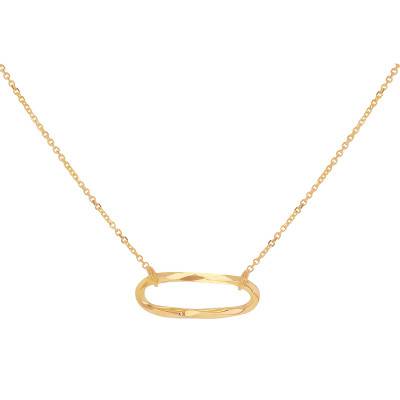 375/1000 Yellow Gold Twisted Faceted Oval Necklace, Length 43 cm to 46 cm - Emanessence