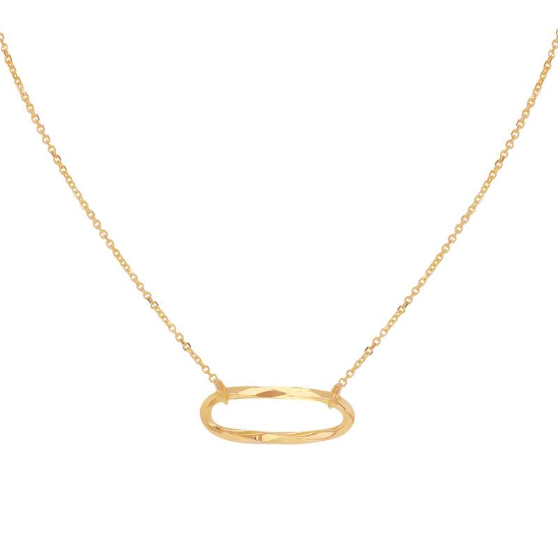 375/1000 Yellow Gold Twisted Faceted Oval Necklace, Length 43 cm to 46 cm - Emanessence