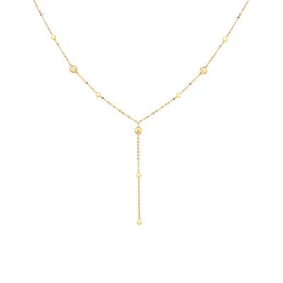 375 Yellow Gold Bead Chain Y-Necklace, Length 43 cm to 46 cm - Emanessence