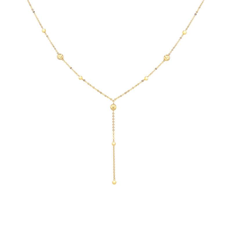 375 Yellow Gold Bead Chain Y-Necklace, Length 43 cm to 46 cm - Emanessence