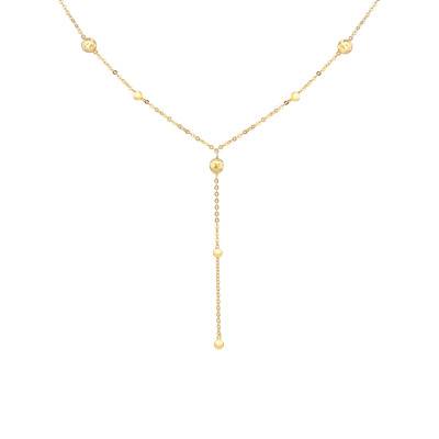 375 Yellow Gold Bead Chain Y-Necklace, Length 43 cm to 46 cm - Emanessence