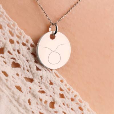 Médaille Zodiaque Taureau en Argent 925, Diamètre 19 mm - Lumiosa