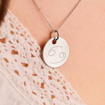 925 Silver Cancer Zodiac Medal 19 mm - Lumiosa