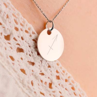 925 Sterling Silver Sagittarius Zodiac Medallion, 19 mm Diameter - Lumiosa